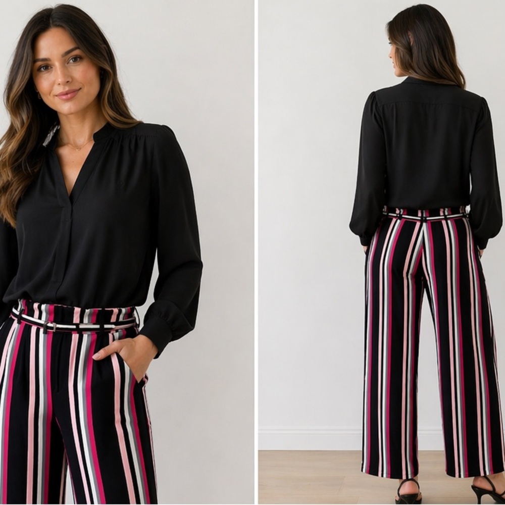 EXPRESS WIDE LEG Striped Dress pants